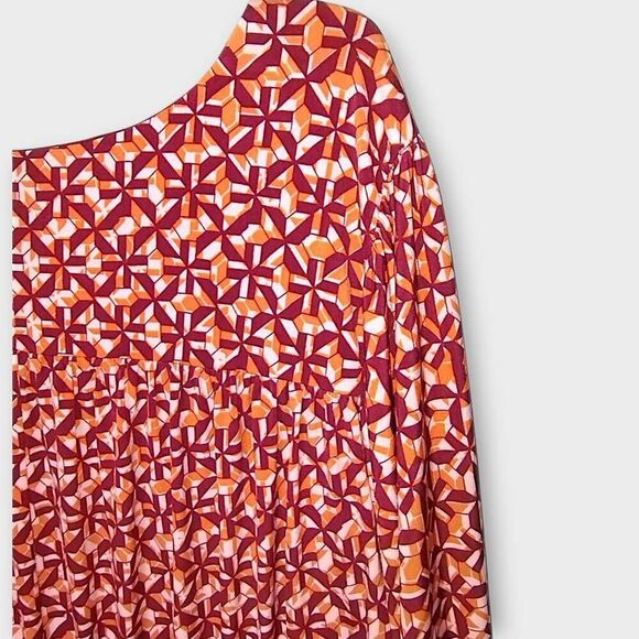 London Times Women Sz 18‎ Red Orange Jersey Dolman Sleeves Blouson Cottagecore - Picture 6 of 13